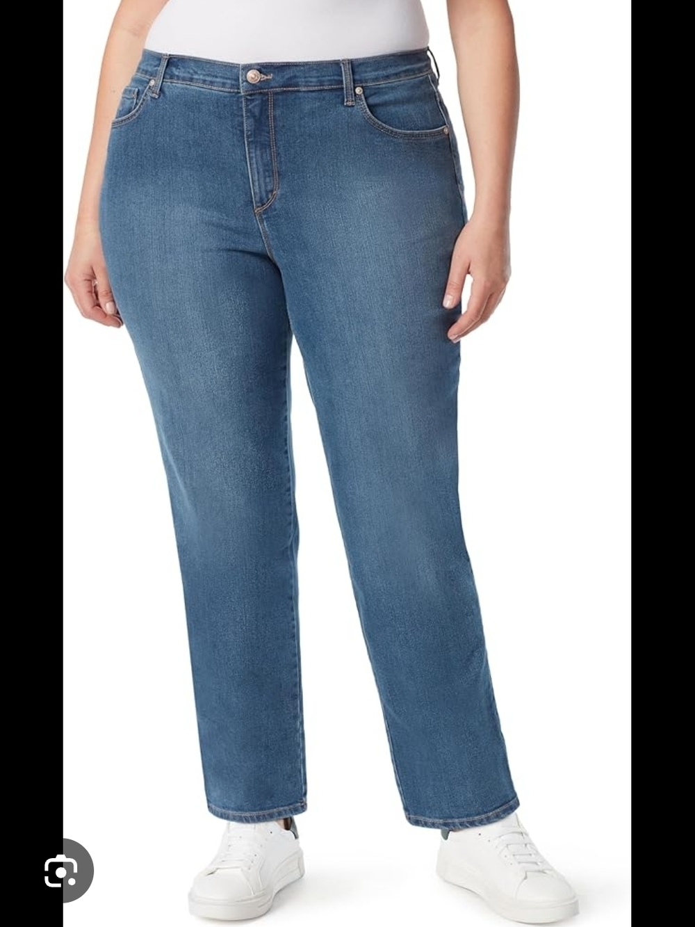 Gloria Vanderbilt Classic Straight-Leg Medium Blue Jeans Slimming Pants 14P